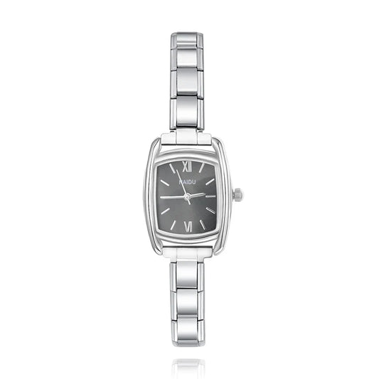 Classic Silver Soft Rectangle Watch with Roman Numerals