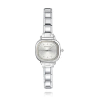 Square Crystal Dot Italian Charm Watch — Sparkling Crystal Hour Marker Watch Bracelet