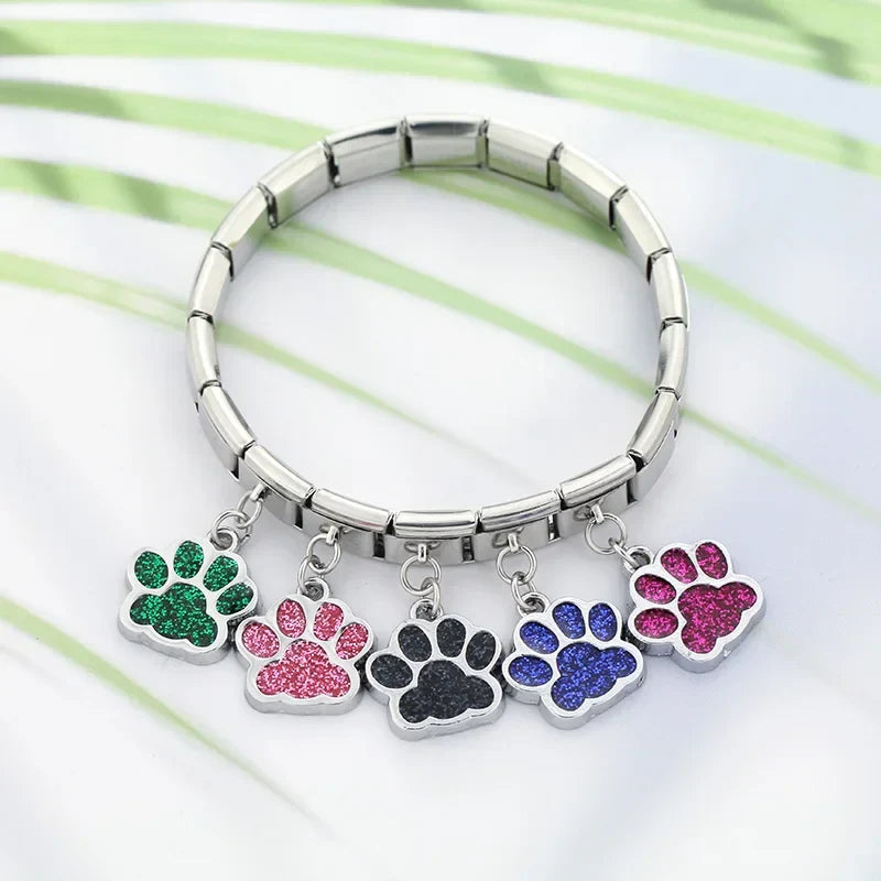 Glitter Pavé Paw Print Dangle Charm