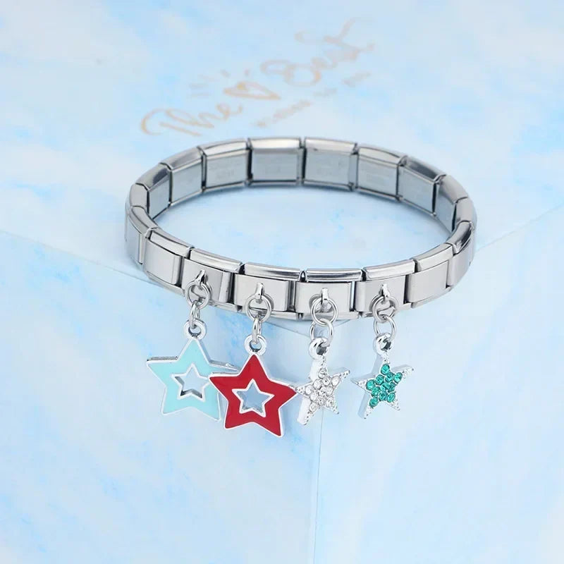 Color Glaze Stars Shiny charms silver&gold