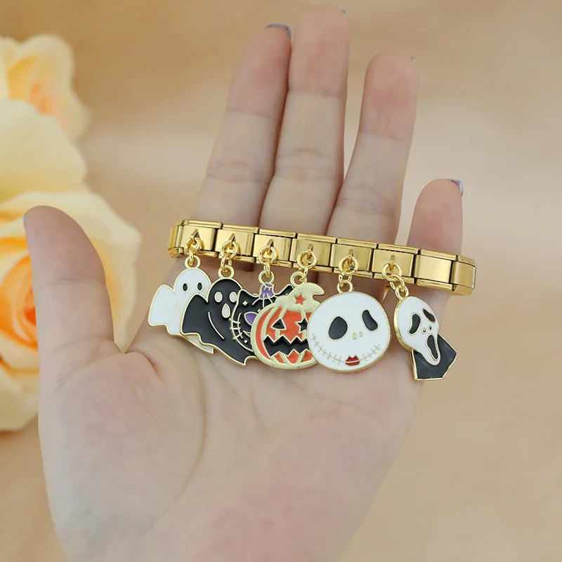 Golden Glaze Halloween Pumpkin Cross charms