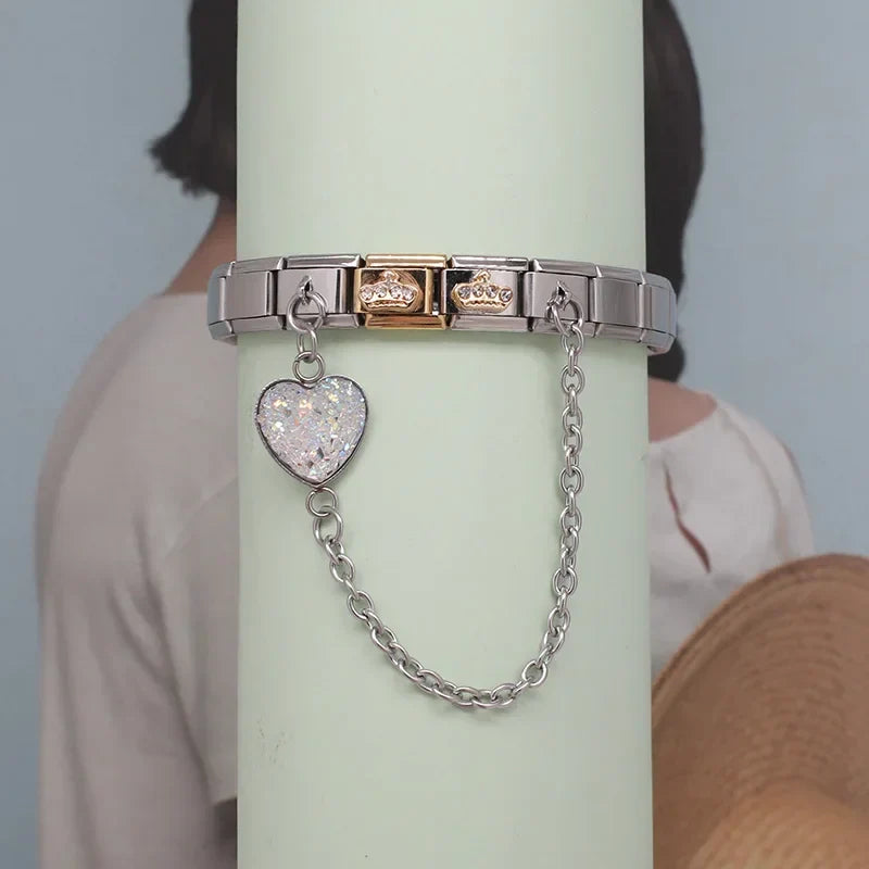 Sweet Heart Double Chain Dangle italian charms