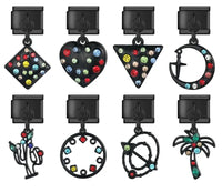 The Black Heart & Moon Dangle Charm in Silver