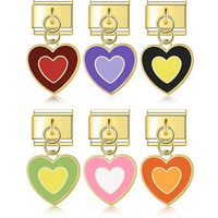 The Colourful Romantic Heart Dangle Charm in Gold