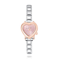 Two-Tone Heart Watch with Crystal Accents — Silver & Gold Romantic Italian Charm Watch
