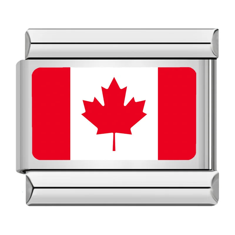 Canada flag Italian charm for a 9mm charm bracelet in stainless steel, by Charmtastic