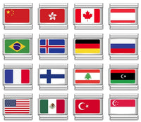 World National Flag Italian Charms — Country Flag Icon 9mm Bracelet Links