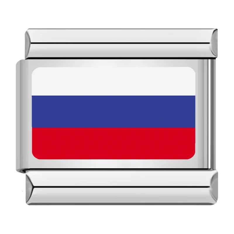 Russia flag Italian charm for a 9mm charm bracelet in stainless steel, by Charmtastic