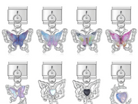 The Shiny Crystal Butterfly Dangle Charm in Silver & Gold
