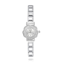 Flower Shaped Watch with Textured Edge — Floral Italian Charm Watch Bracelet