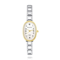 Vintage Oval Two-Tone Watch — Gold & Silver Mix Italian Charm Watch Bracelet