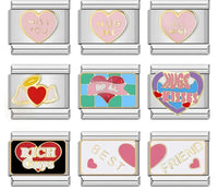 Friendship Heart Italian Charms — Miss You, Hug Me, BF4L, Rich Guys & Best Friend