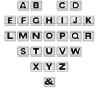 Black Letter Initial Italian Charms A–Z — Bold Alphabet Personalised Bracelet Links