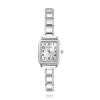 Classic Rectangular Arabic Numeral Customisable Watch — Bold Legible Italian Charm Watch Bracelet