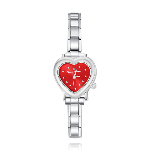 Beautiful Silver Heart Watch with Crystal Marker