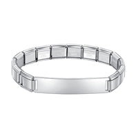 Classic Silver Centerpiece Italian Charm Bracelet — Plain Silver Modular Link Bracelet