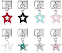 The Colour Glaze & Crystal Star Dangle Charm in Silver & Gold
