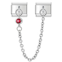 Colourful Gemstone Safety Chain Links — Red, Pink, Blue & CZ Stone Italian Charm Chains