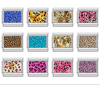 Colourful Leopard Print Italian Charms — Animal Print Pattern Bracelet Links
