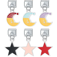 Colourful Glaze Moon & Star Dangle Charms