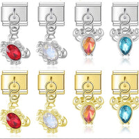 The Elegant Crab, Lobster & Gemstone Dangle Charm in Silver & Gold