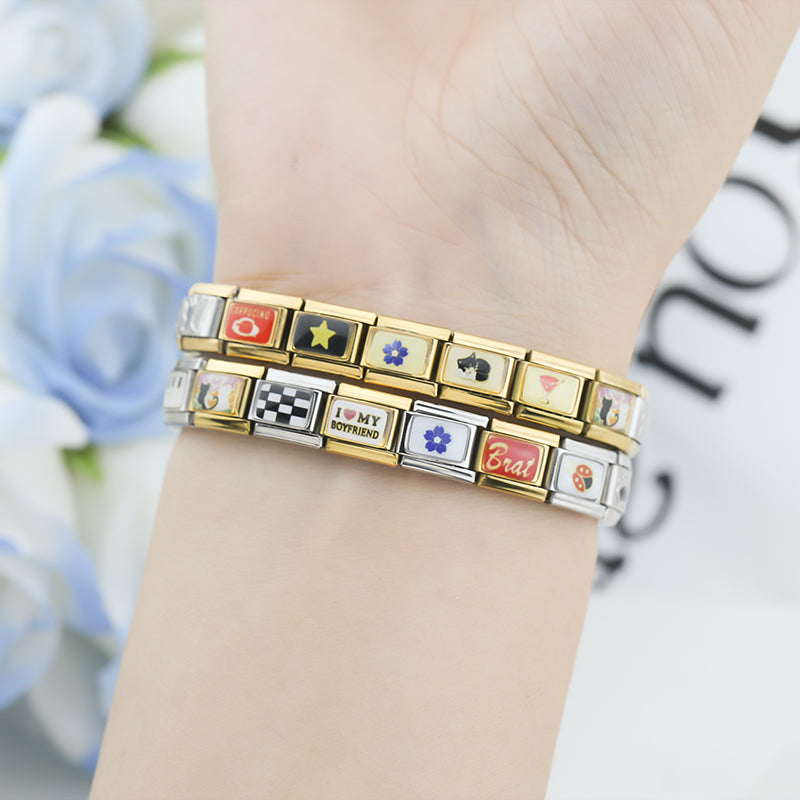 silver&gold charms Star Flower Love
