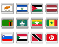 World Country Flag Italian Charms — Set TZ034 | More Nations Enamel Bracelet Links