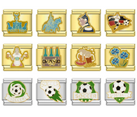 German Heritage & Football Italian Charms — Oktoberfest, Beer, Pretzel, Eagle & Soccer Links