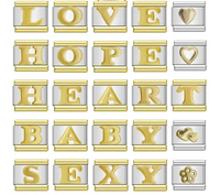 Gold & Silver Letter Initial Italian Charms A–Z — Classic Script Font Bracelet Links