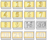 Classic Gold & Silver Number Italian Charms — Personalised Numeral 0–9 Bracelet Links