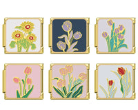 Golden Tulip & Sunflower Italian Charms — Botanical Enamel Bracelet Links