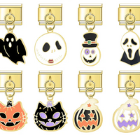 Golden Glaze Halloween Pumpkin & Cross Charms