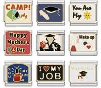 Graduation, Camping, Mother's Day, Make Up & Career Italian Charms — Milestone Bracelet Links