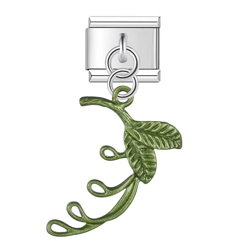 Green vine tendril dangle Italian charm, by Charmtastic