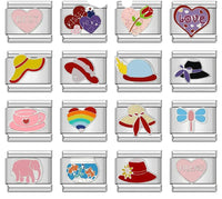 Heart, Hat, Teacup, Elephant & Dragonfly Italian Charms — Whimsical Bracelet Links