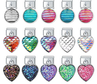 The Mermaid Scale & Textured Druzy Heart Dangle Charm