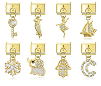 Enamel Feather & Quill Dangle Charm for Charm Bracelets