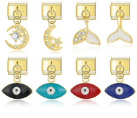 The Moon, Star & Fish Tail Golden Dangle Charm