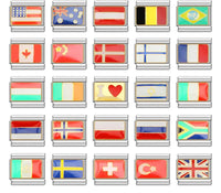National Flags of the World Italian Charms — Country Flag Enamel Bracelet Links