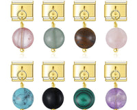 Oblate Coloured Bead Charms in Gold