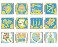 Romantic Wedding & Anniversary Italian Charms — Bride, Rings, Champagne & Wedding Icon Links