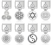 Round Silver Design Italian Charms – Classic Engraved 9mm Bracelet Links
