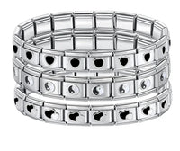 Silver & Black Italian Charm Bracelet — Two-Tone Stainless Steel Modular Bracelet