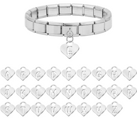 Silver Heart Letter A–Z Dangle Italian Charms — Personalised Alphabet Heart Dangle Links