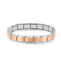 Silver & Rose Gold Italian Charm Bracelet — Two-Tone Modular Stainless Steel Bracelet