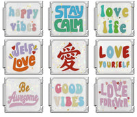Sparkling Positive Affirmations Italian Charms — Uplifting Quote & Motivational Bracelet Links