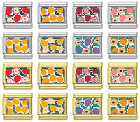 Vibrant Fruit Pattern Italian Charms — Bold Full-Surface Fruit Print Bracelet Links