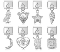 Wing, Star, Owl, Moon & Heart Silver Dangle Italian Charms — Celestial & Nature Silver Dangle Links