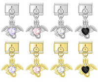 Winged Crystal Devil Heart Dangle Charm