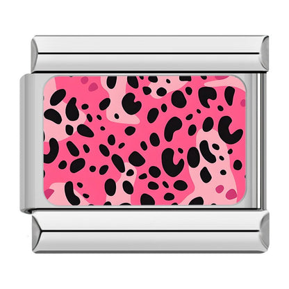 Colourful Leopard Print Italian Charms — Animal Print Pattern Bracelet Links